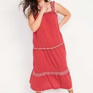 Old Navy Sleeveless Tiered Ruffle-Trimmed Midi Swing Dress,3X
